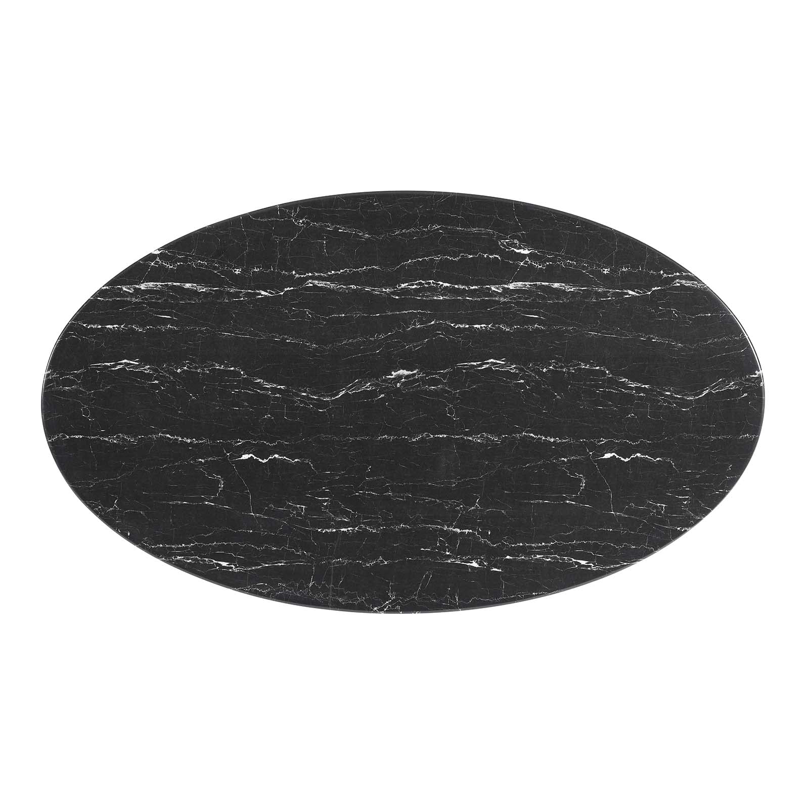 Modway Lippa Oval 60" Mid-Century Modern Artificial Marble Dining Table in Black Black